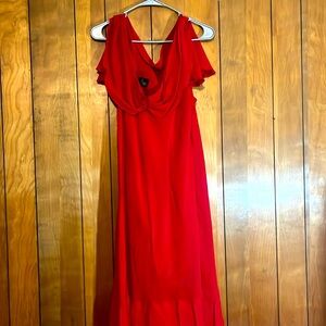 Size 16 polyester Red comporix dress with matching melissa Harper jacket